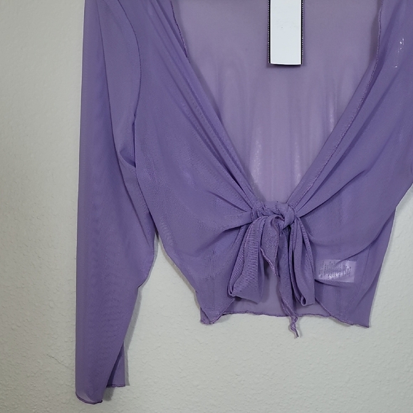 NWT Connected Apparel Sheer Tie Cardigan Bolero Size S/M Purple Mesh Y2K Fairy - Picture 4 of 13